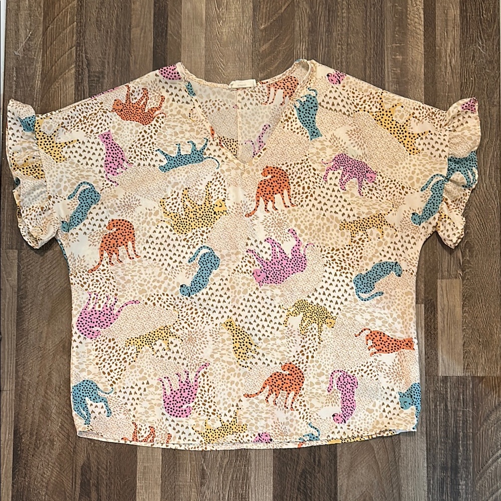 Colorful Animal Print Blouse